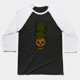 Tropical Pineapple Skull Face Baseball T-Shirt